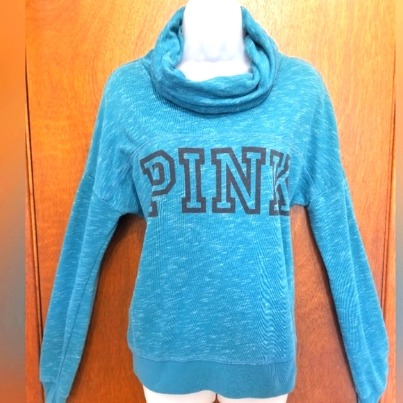 PINK Victoria's Secret Teal Pullover Sweater Size Medium EUC - Picture 1 of 3
